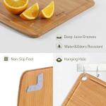 Lightweight Durable Bamboo Cutting Board with Non-Slip Feet, Non Toxic Wooden Cutting Board for Kitchen Heat-Resistant Chopping & Charcuterie Board with Juice Groove Kitchen Essentials for Meat
