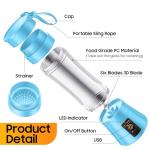 Cordless Personal Size Portable Blender - 380Ml Blender Smoothies and Shakes, BPA Free Traveling Juice Cup with Powerful Blending, Freshly Squeezed in Sports/Travel/Home