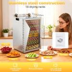 Dehydrator,Food Dehydrator,Dehydrater with18 Stainless Steel Trays, Food Dryer for Fruit, Meat, Beef, Jerky, Herbs and Pet Treats, with Adjustable Timer and Temperature Control