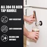 Mrbrew Beer Tap Handle, Upgraded Beer Faucet Handle 304 Stainless Steel Beer Keg Tap Handle Commercial Standard 3/8”Threading Kegerator Tap Handle for Kegerator Tower Stout Nitro Coffee Tap Draft Beer