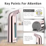 Greatmay Convenient Automatic Soap Dispenser,4 Adjustable Levels Touchless Hand Sanitizer Pump with Infrared Sensor, 400 ml Countertop Electric Soap Dispenser