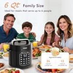 CARORI 9-in-1 Electric Pressure Cooker 6 Quart Black, Stainless Steel Pot, 12 Preset Functions with Touchscreen, Safe Steam Release, Stew, Slow Cook, Rice, Sauté, Warmer