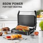 Panini Press Grill & Sandwich Maker - 2-Slice, 180° Adjustable Hinge, Non-Stick Aluminum Plates for Paninis, Quesadillas, Waffles & More, Easy to Clean, 850W Electric Griddle, Perfect for Kitchen
