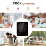 Empava Portable Induction Hot Plate Cooktop, Countertop Electric Stove with Single Burner, 3 Preset Modes, Shatterproof Glass Top, 110~120V Plug-In for Kitchen, RV, and Outdoor Camping