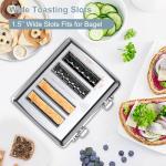 Toaster 4 Slice, KitchMix Bagel Stainless Toaster with LCD Timer, Extra Wide Slots, Dual Screen, Removal Crumb Tray (Stinless steel)