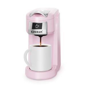 CHULUX Classic Single Serve Coffee Maker for K Cup, One Button Easy Coffee Machine for Office, RV, Travel and Dorm, Pink