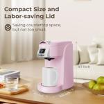 CHULUX Classic Single Serve Coffee Maker for K Cup, One Button Easy Coffee Machine for Office, RV, Travel and Dorm, Pink