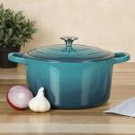 Crock-Pot Artisan 7-Quart Round Dutch Oven – Teal Ombre, Enameled Cast Iron Oven Safe Cookware