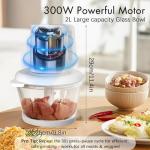 LAC LAICHY 8-Cup Food Processor with Touchscreen, 2L Glass Bowl Electric Food Chopper & Meat Grinder, Mini Blender for Baby Food, Vegetables, Fruits