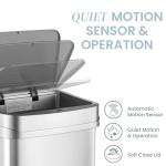 Ninestars Nova Series 13 Gallon Odor Elimating Automatic Kitchen Trash Can Automatic Odor Control Motion Sensor Garbage Bin, 50 Liter Smart Opening Stainless Steel, Silver
