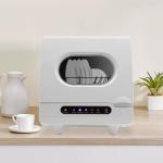 Portable Countertop Dishwasher, 1200W Mini Dishwasher with 12 Water Outlets and 360° Spraying Cleaning, White Fully Automatic Dishwashing Machine for Homes, Dormitories, Recreational Vehicle