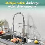 Fapully 3 in 1 Kitchen Faucet with Water Filler and Pull Down Sprayer,Brushed Nickel Commercial Kitchen Sink Faucet with Drinking Water Faucet