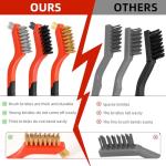 3pcs Wire Brushes for Cleaning Rust, Upgrade Wire Brush Set - Brass/Stainless Steel/Nylon Bristles, Small Metal Wire Brush with Curved Handle Grip, Wire Brushes for Paint and Stain, 7 Inches (3pcs)