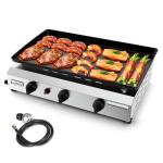 Bestfire 3 Burners Gas Propane Griddle,Outdoor Portable Propane Gas Grill Griddle-30000 BTU, Stainless Steel Flat Top Griddle Station for Kitchen, BBQ, Camping Tailgating 23 Inch Flat Top Grill