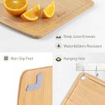 Lightweight Durable Bamboo Cutting Board with Non-Slip Feet, Non Toxic Wooden Cutting Board for Kitchen Heat-Resistant Chopping & Charcuterie Board with Juice Groove Kitchen Essentials for Meat