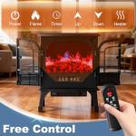 DUMOS Electric Fireplace Heater, 26" Freestanding Two Door Electric Fireplace Stove with 3D Flame Effect & Remote Control, Modern Stove for Home with Safety Features, Adjustable Heat & Timer, Charcoal