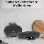 Electric Waffle Maker Heart-Shaped: 2 Non-Stick double-Side Heating Plates with 5-Setting Adjustable Browning Control for Fast Heating - No Flip Design & Compact Storage for Busy Families