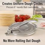 HIC Kitchen Taco Making Tools, Tortilla Press, Heavyweight Aluminum, Forms 6-Inch Tortillas and Artisan Flatbreads