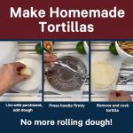 HIC Kitchen Taco Making Tools, Tortilla Press, Heavyweight Aluminum, Forms 6-Inch Tortillas and Artisan Flatbreads