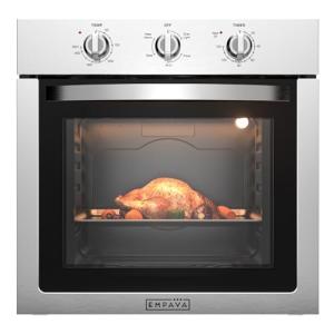Empava 24 inch Electric Single Wall Oven with 4 Basic Bake Broil Cooking Modes, Mechanical Knob Control, 2.5 Cu.ft. Capacity, 2950W