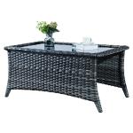 Rilyson Patio Tables Wicker Coffee Table - Outdoor Rattan Coffee Tables with Glass Top for Patio Proch Deck Balcony Rectangle Mixed Grey