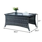 Rilyson Patio Tables Wicker Coffee Table - Outdoor Rattan Coffee Tables with Glass Top for Patio Proch Deck Balcony Rectangle Mixed Grey