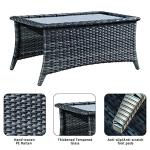 Rilyson Patio Tables Wicker Coffee Table - Outdoor Rattan Coffee Tables with Glass Top for Patio Proch Deck Balcony Rectangle Mixed Grey