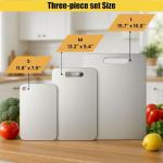 Titanium Cutting Board Set of 3, 100% Pure Titanium Chopping Board for Kitchen, Hygiene & Durability Double Sided Cutting Board, Non toxic 3Pcs Chopping Board, Dishwasher Safe (S+M+L)