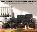 Pots and Pans Set Non Stick, 31 Piece Kitchen Induction Cookware & Bakeware Set, Nonstick Kitchen Cooking Pans Set with Frying Pans Set Grill Pan Saucepan Baking Sheet & Utensils, PFOA Free