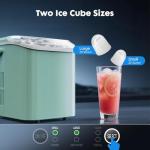 Sweetcrispy Countertop Ice Maker with Scoop, Basket and Handle, Portable Ice Machine 9 Ice Cubes Ready in 6 Mins, 26.5lbs in 24Hrs, 2 Sizes for Home Kitchen Office Bar Party, Green
