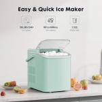 Sweetcrispy Countertop Ice Maker with Scoop, Basket and Handle, Portable Ice Machine 9 Ice Cubes Ready in 6 Mins, 26.5lbs in 24Hrs, 2 Sizes for Home Kitchen Office Bar Party, Green