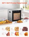 VEVOR Food Dehydrator, 10 Stainless Steel Trays Dehydrators Machine, 1000W Food Dryer with Adjustable Temp & 24-Hour Timer, Food Dehydrator for Jerky Meat Fruit Vegetables Herbs Dog Treats