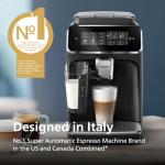 Philips 3300 Series Fully Automatic Espresso Machine with LatteGo Milk System and integrated grinder, 6 Hot & Iced Coffee Pre-Sets, 40% Quieter SilentBrew, 15-Bar Pressure, Glossy Black (EP3341/50)