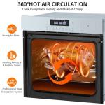 MERXENG 24" Single Wall Oven, 2.5 Cu.ft Built-in Electric Wall Oven with 10 Functions, 3000W, 240V, Convection Oven in Stainless Steel, Touch Control, Timer, Safety Lock, ETL Certified