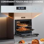 MERXENG 24" Single Wall Oven, 2.5 Cu.ft Built-in Electric Wall Oven with 10 Functions, 3000W, 240V, Convection Oven in Stainless Steel, Touch Control, Timer, Safety Lock, ETL Certified