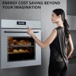 MERXENG 24" Single Wall Oven, 2.5 Cu.ft Built-in Electric Wall Oven with 10 Functions, 3000W, 240V, Convection Oven in Stainless Steel, Touch Control, Timer, Safety Lock, ETL Certified