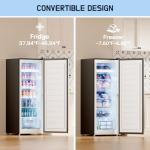 Upstreman 7.0 Cu.Ft Upright Freezer, Large Capacity Garage Ready Deep Freezers with 5 Adjustable Shelves, Convertible Refrigerator/Freezer, Reversible Door for Home, Basement, Apartment (Stainless)