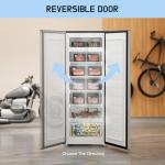 Upstreman 7.0 Cu.Ft Upright Freezer, Large Capacity Garage Ready Deep Freezers with 5 Adjustable Shelves, Convertible Refrigerator/Freezer, Reversible Door for Home, Basement, Apartment (Stainless)