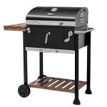 Royal Gourmet CD1824M 24-Inch Charcoal Grill, BBQ Smoker with Handle and Folding Table, Perfect for Outdoor Patio, Garden and Backyard Grilling, Black, Medium