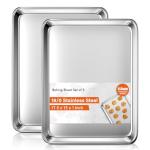 Baking Sheet Set of 2, Commercial Grade Stainless Steel Cookie Sheets for Baking, 18 x 13 Inch Thicker Large Baking Pans Oven Tray, Warp Resistant Nonstick Half Sheet Pan, Nontoxic & Heavy Duty