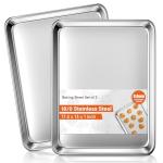 Baking Sheet Set of 2, Commercial Grade Stainless Steel Cookie Sheets for Baking, 18 x 13 Inch Thicker Large Baking Pans Oven Tray, Warp Resistant Nonstick Half Sheet Pan, Nontoxic & Heavy Duty