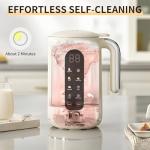 HANC 42oz Nut Milk Maker Machine, 8 in 1 Silent Automatic Soy Milk Maker, Homemade Soy Milk, Oat, Puree, Almond Milk Maker with Delay Start/Keep, Cream Warm/Boil Water/Self-Cleaning, Cream