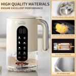 HANC 42oz Nut Milk Maker Machine, 8 in 1 Silent Automatic Soy Milk Maker, Homemade Soy Milk, Oat, Puree, Almond Milk Maker with Delay Start/Keep, Cream Warm/Boil Water/Self-Cleaning, Cream