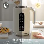 HANC 42oz Nut Milk Maker Machine, 8 in 1 Silent Automatic Soy Milk Maker, Homemade Soy Milk, Oat, Puree, Almond Milk Maker with Delay Start/Keep, Cream Warm/Boil Water/Self-Cleaning, Cream