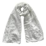 Lina & Lily Silver Gold Glitters Shimmer Foil Stars Women Scarf Shawl Wrap (White (silver stars))