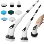 Electric Spin Scrubber Cordless - 8 Brush Heads, 5-Speed Settings, Adjustable Extension Handle for Bathroom, Kitchen, Tile, Bathtub & Floor Cleaning