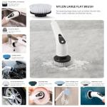 Electric Spin Scrubber Cordless - 8 Brush Heads, 5-Speed Settings, Adjustable Extension Handle for Bathroom, Kitchen, Tile, Bathtub & Floor Cleaning