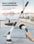 Electric Spin Scrubber Cordless - 8 Brush Heads, 5-Speed Settings, Adjustable Extension Handle for Bathroom, Kitchen, Tile, Bathtub & Floor Cleaning