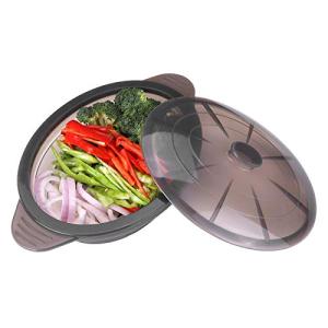 EuChoiz Microwave Steamer Cooker Collapsible Bowl-Silicone Steamer Cookware with Handle Lid for Vegetables Fish Prep Meal Food with Removable Rack BPA Free, Easy to Store, Freezer & Dishwasher Safe, Large