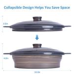 EuChoiz Microwave Steamer Cooker Collapsible Bowl-Silicone Steamer Cookware with Handle Lid for Vegetables Fish Prep Meal Food with Removable Rack BPA Free, Easy to Store, Freezer & Dishwasher Safe, Large